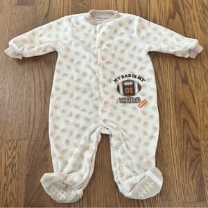 Carter’s fleece football footed pajamas, size 6 months